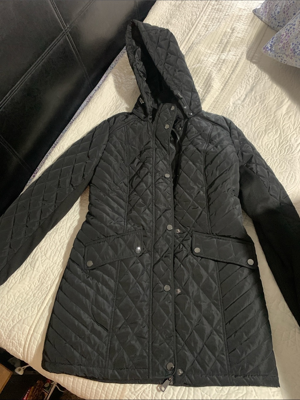 Women’s Quilted Hooded Black Puffer Coat